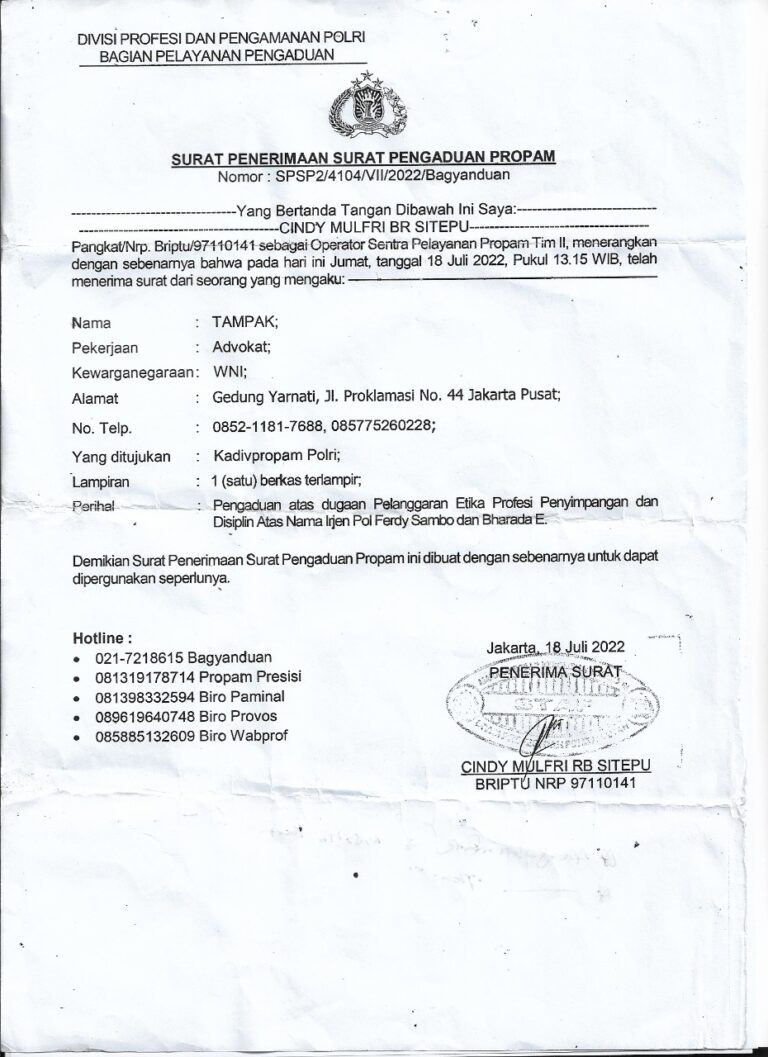 Selain Irjen Ferdi Sambo, Tampak Desak Personil Terlibat Lainnya Juga di Pecat