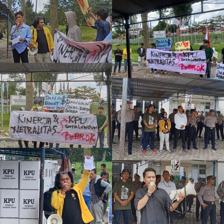 Menilai Kinerja dan Netralitas Penyelenggara Pemilu Bobrok, KMPD dan PKSS Aksi Demo Ke Kantor KPU Simalungun