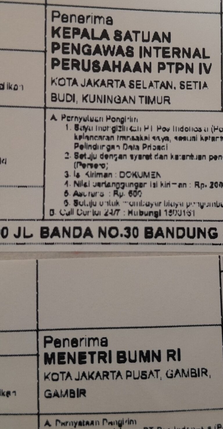 Minta Agen Sawit Pemberi Uang Di PKS Dolok Ilir di putuskan Hubungan, LRR Indonesia Kembali Surati Dirut dan SPI